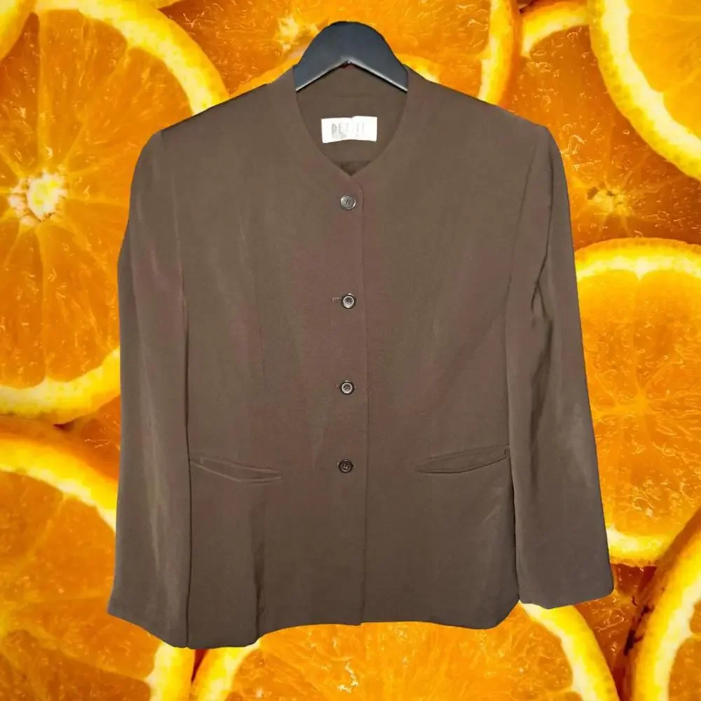 Petite Sophisticate Brown 3‎ Button Blazer